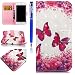 Produktbild EUWLY Kompatibel mit iPhone 5S/iPhone SE Tasche Klapphülle Lederhülle Glänzend Glitzer Diamant Handyhülle Ledertasche Flip Case Cover Handy Schutzhülle,Kirschblüten Schmetterling