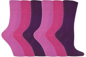 IOMI Footnurse - Ladies 6 Pair Multipack Non Elastic Diabetic Socks with Gentle Grip Wide Top 4-8