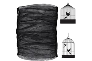 FIGFYOU Vogelkäfig Abdeckung Universial Mesh Nylon Netz Schutznetz mit Verstellbaren Kordelzug Birdcage Cover Schwarz Käfigabdeckung 40-70cm Lang Abdeckung für Vogelfutter Kleintiere Birdcage
