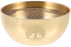Ciieeo Tree of Life Brass Bowl Holy Bowl Worship Offering Bowl with Net for Altar or Ritual Use Incense Offerings Bowl Water Smudging Bowl