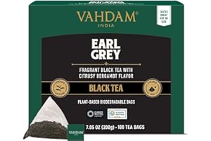 ‎VAHDAM VAHDAM, Earl Grey Schwarz Tee (100 Teebeutel) Zitrusig, Köstlich & Aromatisch | Schwarzer tee Gemischt Mit 100% Natürlichem Bergamotte Öl | Brau Heiß, Eis oder Kombucha Tee