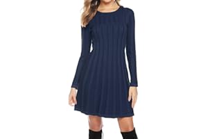 Gyabnw Winter Jumper Dresses Women UK Knitted Dress Ladies Sweater Round Neck Turtleneck Tunic Dress