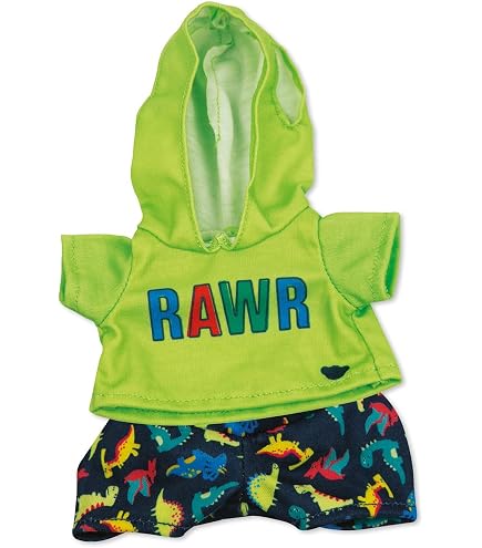 Doudou peluche Dinosaure vert pyjama rose Dimanche CORA