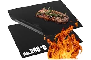 COM-FOUR® 2x BBQ grillmatta gjord av teflon, värmebeständig ugnsmatta | non-stick grillfolie - grill och bakmatta - återanvändbar - tillskuren - tål diskmaskin