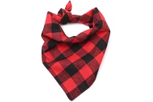 ZYUEER Collier Bandana, Foulard Réglable pour Chien Chat Animaux pour Chien Motif écossais (Rouge Noir)