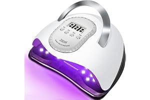 MAINPI Lampara UV LED Uñas 280W,Profesional Secador de Uñas Con Pantalla LCD y Sensor Automático,66 LEDs Lámparas de Manicura/Pedicure con 4 Temporizadores,Curado Rápido para Nail Art Hogar el Salón