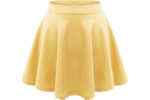 Loxdonz Girls Kids Casual Mini Stretch Waist Flared Plain Pleated Skater Skirt