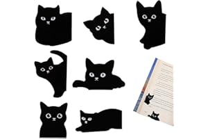 Oruola Lot de 7 marque-pages magnétiques en forme de chat, pour enseignants, étudiants, amateurs de livres, enfants, amateurs de chats, cadeaux noirs
