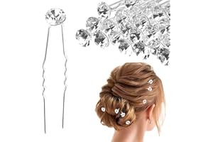 JEYORZY 20 Forcine per Capelli Con Strass,Fermaglio per Capelli A Forma Di U,per Matrimoni, Ballo Di Fine Anno E Feste,per Damigelle(Argento)