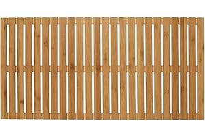 WENKO Caillebotis de bagnoire Bambou | Tapis de Bain | Caillebotis pour la Douche | Salle de Bain, Piscine, Sauna | avec Pieds antidérapants antiglisse| Sécurité| Bambou | 100x50x2,3cm | Bois