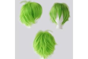 Cybelleza Pelucas Cosplay Pelucas Verde Cortas Mujer/Hombre Cabello Sintéticas Pelucas Pelo Natural Unisex Pelucas Disfraz per Carnaval Halloween Pascua