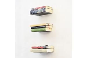 MILUKA Libreria Scaffale Metallo Nera | Set 3 Mensole da Muro Design 15 cm | Libreria da Parete Sospesa | Mensola per Libri Invisibili, LIbreria Verticale Moderne | Scaffale libri sospeso, porta cd