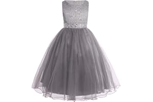 CHICTRY Kids Girls Glitter Sequins Top Wedding Pageant Party Ball Gown Flower Dresses with Rhinestones Sash