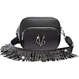 VALENTINA GIORGI - VG10- Borsa a Mano in Ecopelle Nera Saffiano con Logo in  Cristalli Sale e Pepe, Borsa con Tracolla Regolabile e Finiture Color Oro |  Borse da Donna per Uno