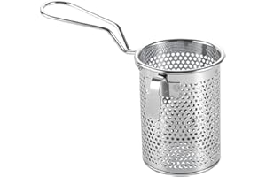 Obelunrp Cesto bollente di pasta, cestino in maglia in acciaio inossidabile da 10 cm con appendiabiti, cesti di cottura piccante hotchpotch, cestino di spaghetti per cuocere noodles gnocchi