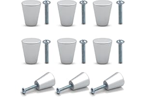 Brelet 9 Pomelli per Cassetti in Metallo.Moderni Pomelli per Mobili in Alluminio Opaco con Viti.Forma Rotonda Pomello per Armadi da Cucina,Cassetti,Mobili da Rinnovare e Mobili da Bagno (Argento)