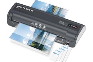 BONSEN A3 Laminator Machine with 100 Laminating Pouches, Never Jam Technology, 125mic Thick Laminating for School, Office, Restaurant, Home, Black, L3402
