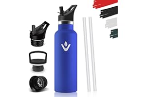 HONEYHOLLY Botella Agua Niños 500ML, Sin BPA, Cantimplora Infantil, Acero Inoxidable 18/8, Botella Acero Inoxidable, A Prueba De Fugas Reutilizable, Termo Para Camping, Gimnasio, Escuela, Deportes - Azul real