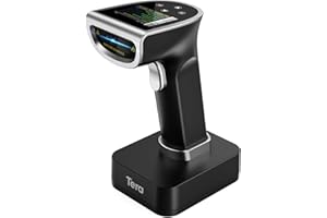 Tera Barcode Scanner with Digital Setting Screen & Keypad, Pro Version Extra Fast Scanning Speed, Works with Bluetooth 2.4G Wireless 1D 2D QR Handheld Image Bar Code Reader Model HW0015 Silver