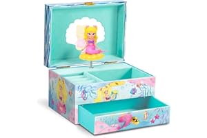CRAZE MUSIC BOX Mermaid | Music box with melody, jewellery box for girls with rotating mermaid, mirror and drawer
