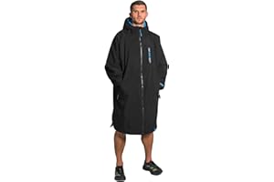 Two Bare Feet Waterproof Long Sleeve Changing Robe with Hood & Changing Mat, Sherpa Fleece Lining, Windproof, Warm, for Watersports, Swimming, Surfing, SUP