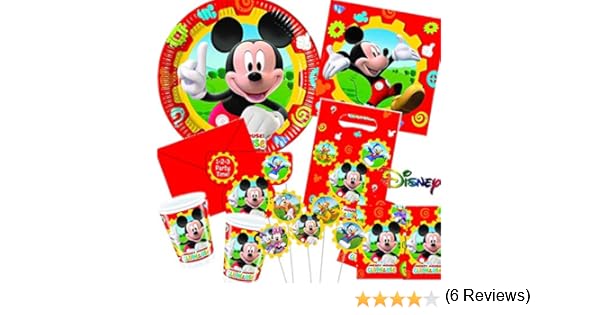 Nappe 10 Enfants Assiettes Verres Anniversaire Po Party Set Pour Anniversaire Denfant Avec 6 Ballons Invitations 113 Pieces Mickey Mouse Club House Pailles Serpentins Etc Sachets De Fete Serviettes Jeux Et