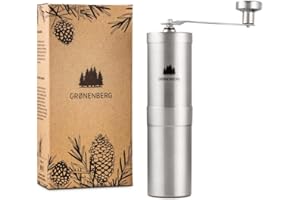 Groenenberg Macina caffé manuale, regoliable | Macinacaffè in acciaio inossidabile (inox) | Macinino caffè manuale | Coffee grinder con smerigliatrice in ceramica | Regolazione precisa