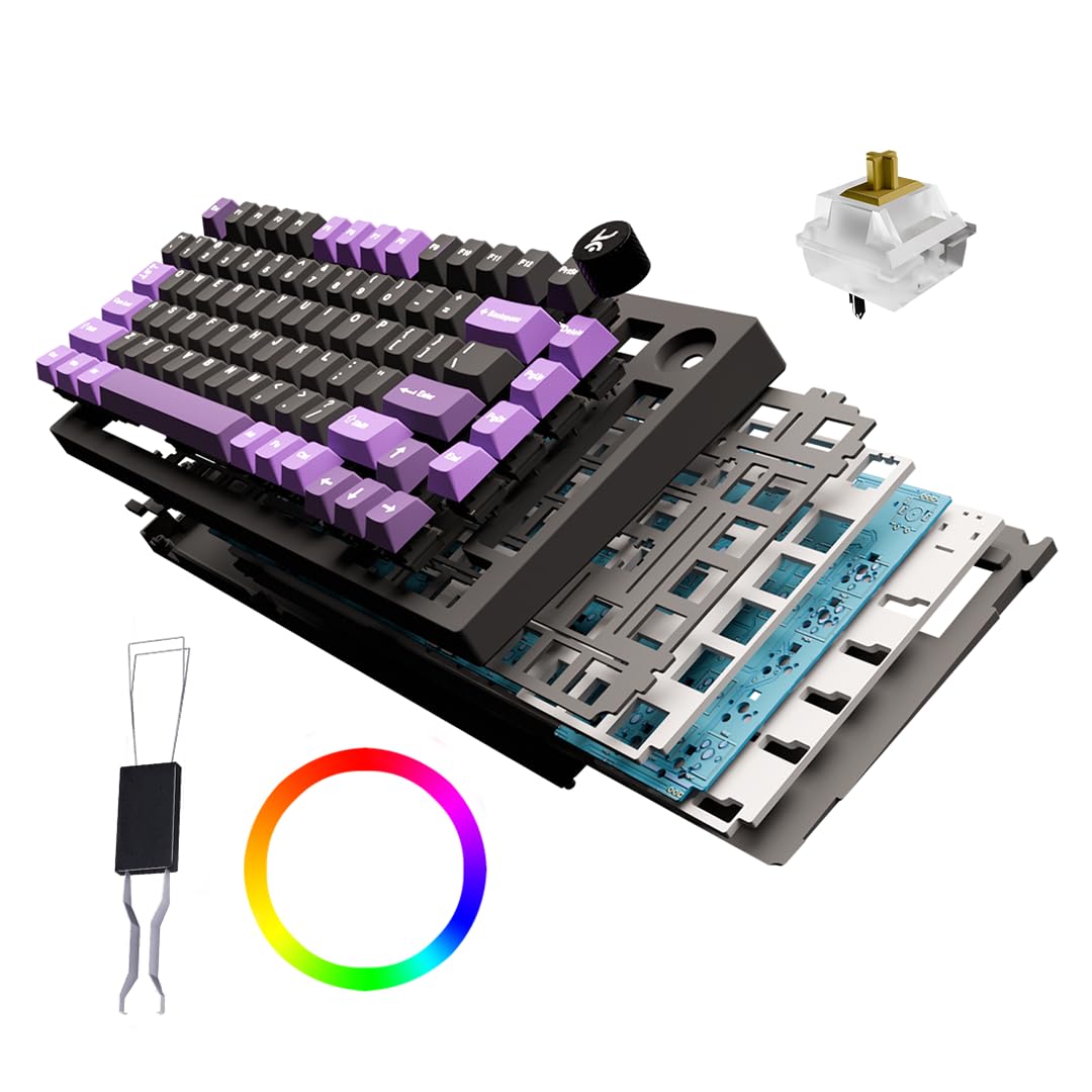 Kreo Swarm 75% Wireless Mechanical Keyboard with Huano Brown Pre-lubed Switches, Wireless Gaming Keyboard with 5-pin Hot Swap PCB and 3 Layers Sound Absorption (Black Purple, Huano Speed Switches)
