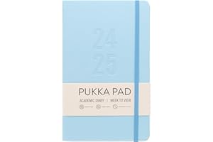 Pukka Pad 2024-2025 Academic Diary – Soft Cover Planner Dated August 2024 to July 2025 with Yearly and Monthly Layouts – Lined Pages, Overviews, Goals, Important Dates, and To-Do Lists, Pastel Blue