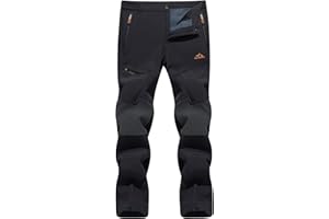 TACVASEN Men's Waterproof Trousers Outdoor Hiking Work Trousers with Zip Pockets (No Belt)