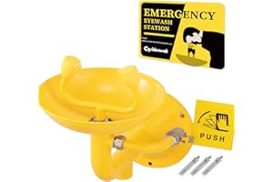 CGOLDENWALL Wall Mounted Emergency Eye Wash Station 304 Stainless Steel Eye Washer Safety Face& Eye Shower with ABS Anti Corrosion Coating& Double Spray Nozzles for Chemical Plant/Factory/School/Lab