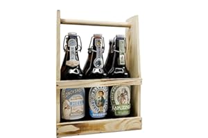 XXL-DRINKS Bayerische Bierspezialitäten Geschenkpaket - 6 Helle Biere aus Bayern - 6x0,5l Holz-Tragerl Geschenkset inkl. 0,48 Euro Pfand - Ayinger, König Ludwig, Schneider Weiße, Mönchshof, Allgäuer, Kapuziner