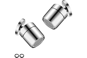 DEANKEJI 2 Pezzi Rompigetto Cucina, Aeratore per Rubinetto 360° Ruotabile, Acciaio Inossidabile Argento, Adatto a Famiglie e Strutture Pubbliche