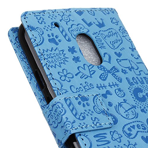 Handyhülle für Motorola Moto G4 Play,QUENJOY® Cartoon Textur Leder Tasche Smart Cover Flip Case Beschützer Haut Schutzhülle Hüllen für Lenovo/Motorola Moto G4 Play SM4386AE7L1,SM4386AD1L1 Smart Phone,Blau 02 - 6