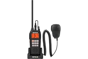 Retevis RM15 VHF Marino Portatile, Walkie Talkie Marino IP68 Galleggiante Impermeabile, 88 Canali, 2000 mAh, Ricetrasmittenti Professionali con Microfono per Barche da Pesca (Nero, 1 Pz)