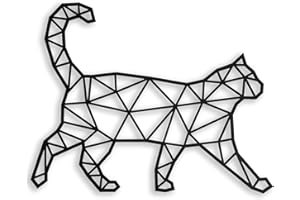 KELULY Decoración de metal. Escultura de pared flotante, con sombras, de acero. (43 x 31 cm., Gato caminando)