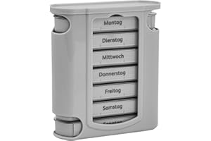 WELLGRO Caja para tabletas de 7 días, pastillero de 4 compartimentos al día, caja de plástico sin BPA, color a elegir, color gris