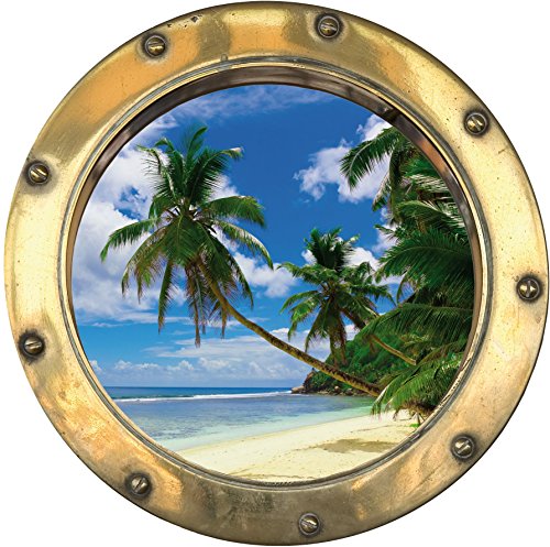 Preisvergleich Produktbild Stickersnews - sticker Hublot Plage et palmier Dimensions - 50x50cm