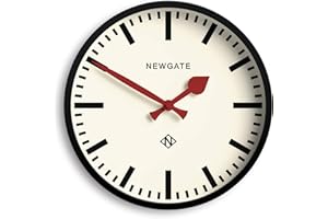 NEWGATE® Luggage metalowy zegar ścienny Zegary ścienne - Designerski zegar stacji - Idealny jako zegar kuchenny - Zegar biurowy - Okrągły zegar - Zegar retro - Zegar metalowy (Czarny)