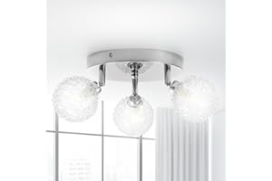 Tsling LED Ceiling Spotlight Lights 3 Way Rotatable,Modern Elegant Polished Chrome Finish Mesh Lamp Shades,Semi Flush Spherical Lighting Fixtures for Bedroom Living Room Hallway Kitchens,3xG9 Bulbs