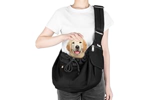 Nasjac Tragetasche Hund, Wasserdicht Hundetragetuch mit Bodenstützen Komfortable hundetasche mit Verstellbarem Gepolstertem Schultergurt und Reißverschlusstasche für klein Hunde Katzen im Freien