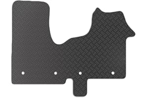 Carsio Rubber Van/Cab Mats For Renault Trafic 2014+ Onwards Tailored Fit Floor Mat Set Complete Accessory Black Custom Fitted - All Weather & Heavy Duty, Anti-Slip Backing with Clips
