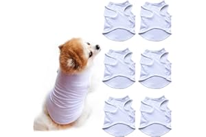HACRAHO Blanko-Hunde-Shirts, 6 Stück, weiße Sommerweste, Hundekleidung, weiche Hunde-T-Shirts für DIY für Hunde und Katzen, XL