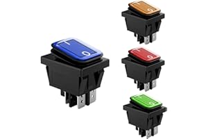 JINXIAN 4 Pièces Interrupteur a Bascule Etanche Mini Interrupteur avec Voyant 4 Broches 2 Positions 16A 250V AC Bouton Marche Arret Électriques Applicables(Rouge/Vert/Jaune/Bleu)