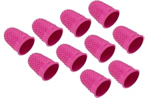 PATIKIL Goma Dedo Puntas, 10 Pieza Silicona Pulgar Dedo Punta Protector Cubiertas Protección Almohadillas Dedal Puños para Oficina Cuenta Costura, Rosa Rojo XL Tamaño