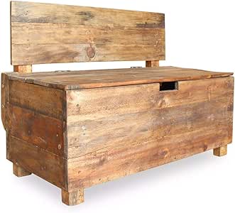 Amazon.de: Festnight- Holz Aufbewahrungsbank mit Lehne, 2-Sitzer Retro