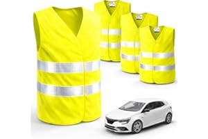 autogadget 4X Stück Warnwesten Auto gelb 2026 gemäß ISO20471 - PKW & LKW Sicherheitswesten für Sicherheit im StVO - Autozubehör