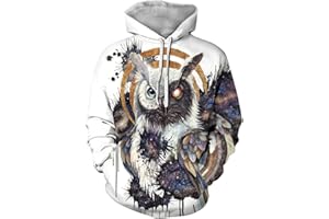 Imbry Herren Slim Fit Hoodie Long Sleeve Kapuzenpullover 3D Druck Muster Sweatshirt Pullover