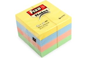 Fixo Notes - Cubo de Notas Adhesivas, 400 Hojas, 51x51mm, Colores Surtidos Pastel, Perfectas para Recordarlo Todo