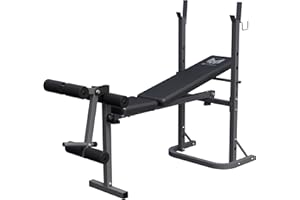GYRONETICS® Panca Pesi - con Porta Bilanciere, Multifunzione, Regolabile, Pieghevole, Max. 220kg, in Acciaio - Panca Piana, Palestra, Allenamento, Addominali, Sollevamento Pesi, Fitness, Casa